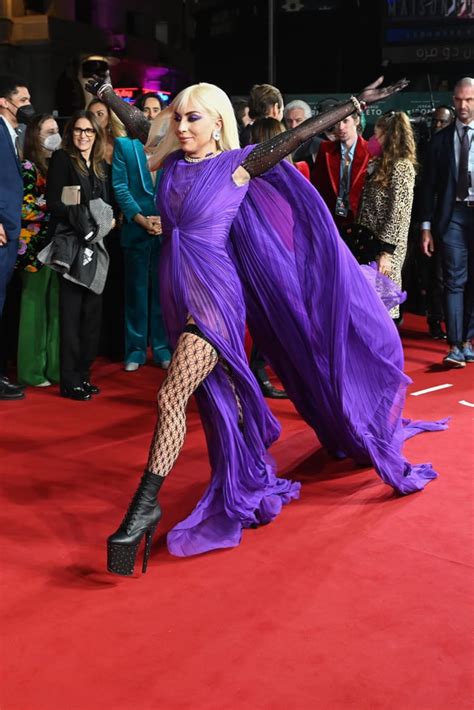 purple sparkle gucci dress|Lady Gaga's Purple Gown at the House of Gucci UK Premiere.